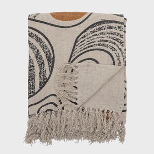 Bloomingville Bloomingville plaid gedessineerd 130x160 cm Zwart