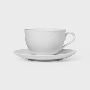 Lyngby Porcelæn Rhombe theekop met schotel Wit