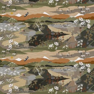 Arvidssons Textil Fjällvandring stof Groen-roestkleur