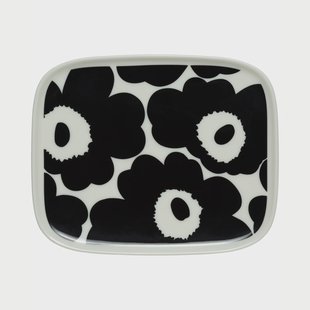 Marimekko Unikko bord 12x15 cm Zwart-wit