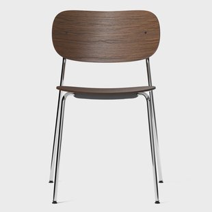 Audo Copenhagen Co eetstoel verchroomde poten Donker gebeitst eikenhout