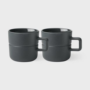 NJRD Lines mok 30 cl 2-pack donkergrijs