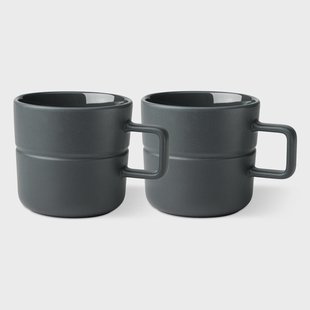 NJRD Lines mok 50 cl 2-pack donkergrijs