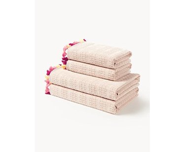 Velours handdoekenset Tallulah met decoratieve franjes, in verschillende formaten