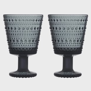 Iittala Kastehelmi glas op voet 26cl 2-pack Donkergrijs
