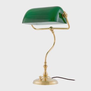Karlskrona Lampfabrik Bankirlampa tafellamp Messing-groen