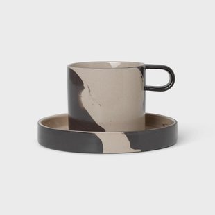 Ferm Living Inlay kop met schotel Sand-brown