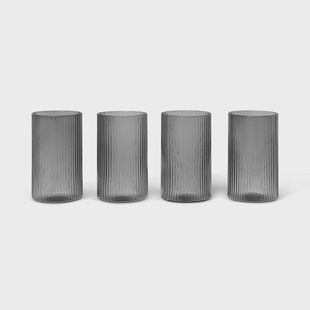 Ferm Living Ripple verrines glaas 14 cl 4-pack Smoked grey