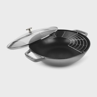 STAUB Wok met glazen deksel Ø30 cm 4,4 L Grijs