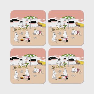 Opto Design Moomin glasonderzetter zomer 2021 4-pack Abrikoos-zand