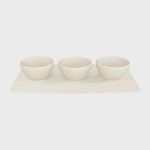 Villeroy & Boch Manufacture Rock dipschaaltje 3 st. met serveerblad Blanc