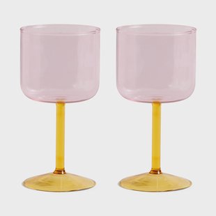HAY Tint wijnglas 25 cl 2-pack Roze-geel