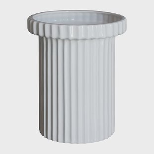 DBKD Stripe pot klein h18 cm Ø12 cm Shiny white