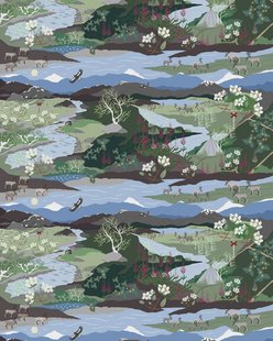 Arvidssons Textil Fjällvandring stof Blauw-groen