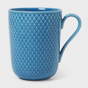 Lyngby Porcelæn Rhombe mok met oor 33 cl Blauw