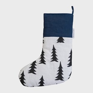 Fine Little Day Spar kerstsok 40 cm Zwart-blauw-wit