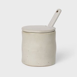 Ferm Living Flow jampot met lepel Off-white speckle
