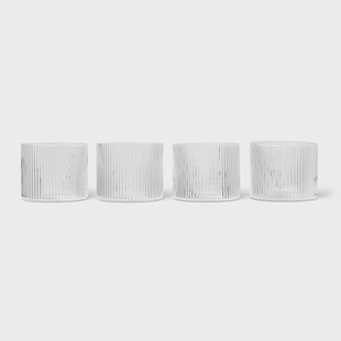 Ferm Living Ripple glas laag 4-pack Clear