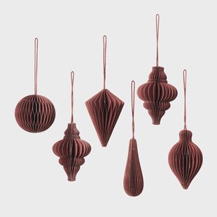 Broste Copenhagen Christmas mix kersthanger 6-pack Pompeian red