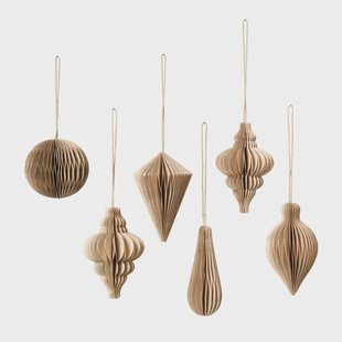 Broste Copenhagen Christmas mix kersthanger 6-pack Natural brown