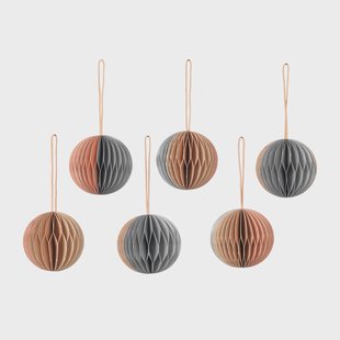 Broste Copenhagen Ball kerstbal honeycomb Ø5 cm 6-delig Multi/beige