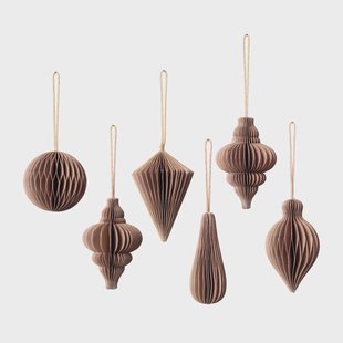 Broste Copenhagen Christmas mix kersthanger 6-pack Indian tan