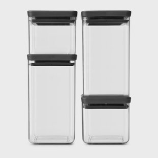 Brabantia TASTY+ vierkante opbergpot set Donkergrijs