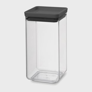 Brabantia TASTY+ vierkante opbergpot 1,6 L Donkergrijs