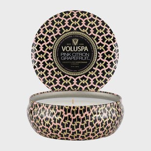 Voluspa Maison Noir 3-wick Tin geurkaars 40 uur Pink Citron Grapefruit