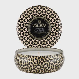 Voluspa Maison Noir 3-wick Tin geurkaars 40 uur Ambre Lumiere