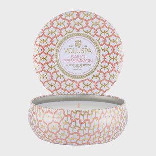 Voluspa Maison Blanc 3-wick Tin geurkaars 40 uur Saijo Persimmon