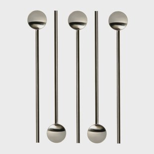 Dorre Tor cocktaillepel met rietje 20 cm 6-pack Roestvrij staal