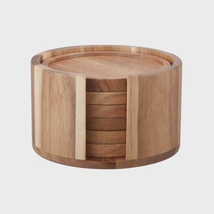 Dorre Gota glasonderzetters Ø10 cm 6-pack Acacia