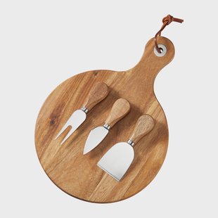 Dorre Oline kaasplank acacia 4-delig Ø23 cm