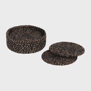 Dixie Ella glasonderzetters Ø10,5 cm 6-pack Zwart