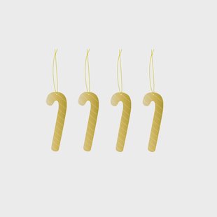 Cooee Design Cooee kersthanger messing 4-pack Candy cane