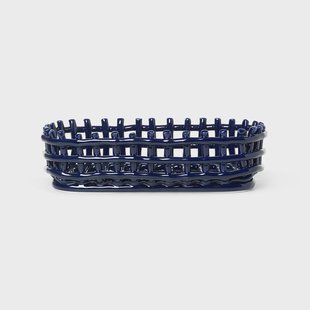 Ferm Living Ceramic gevlochten mand ovaal 15x30 cm Blauw