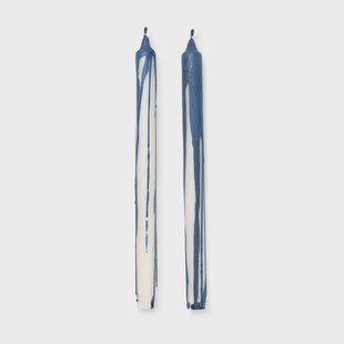 Ferm Living Dryp stearinekaars 2-pack Deep Blue