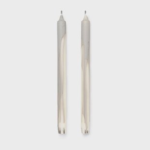 Ferm Living Dryp stearinekaars 2-pack Warm Grey