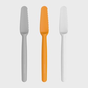 Fiskars Functional Form botermessen 3-pack Grijs-oranje-wit