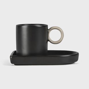Byon Niki espressokopje met schotel Black-beige