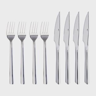 Aida Raw grillbestek 8-delig Gepolijst roestvrij staal