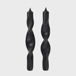 Broste Copenhagen Twist twisted candles gedraaide kaarsen 23 cm 2-pack Simply black
