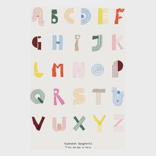 Paper Collective Alphabet Spaghetti ENG Multi-colour poster 50x70 cm