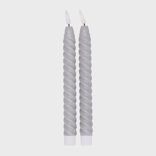 Scandi Essentials Twisted ledkaarsen 25 cm 2-pack Grijs