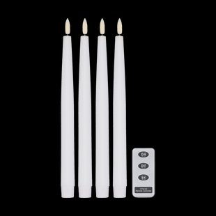 Scandi Essentials Bright ledkaarsen 28,5 cm 4-pack met afstandsbediening Wit