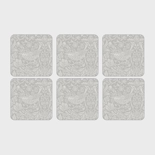 Pimpernel Strawberry Thief glazen onderzetter 6-pack Grey