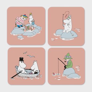 Opto Design Fiske Moomin zomer 2022 glasonderzetters 4-pack Roze