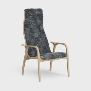 Swedese Lamini Kinderfauteuil gelakt Eik/schapenvacht Charcoal (donkergrijs)