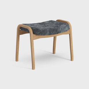 Swedese Lamino voetenbankje Eik geolied/schapenvacht Charcoal (donkergrijs)